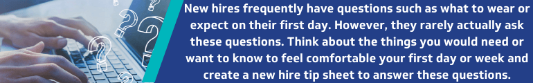 Send a new hire tip sheet before the first day